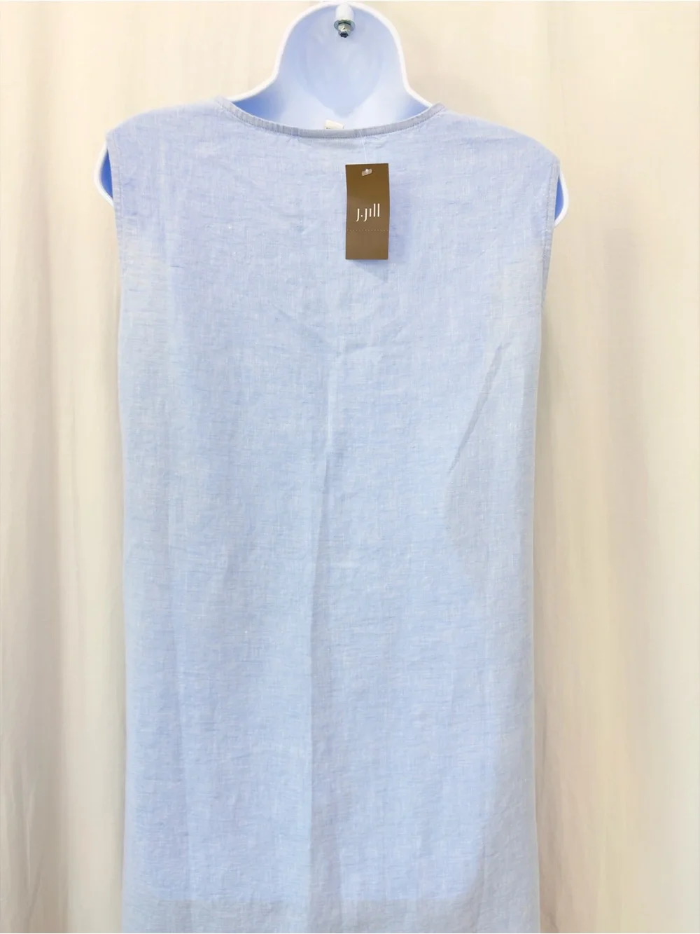 J. Jill Love Linen Cornflower Blue sleeveless v-neck 100% linen dress Size 1X - Picture 9 of 16